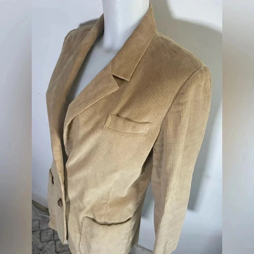 Vintage The Fashion‎ Place Junior's Tan Corduroy Blazer Jacket Size 14 0032